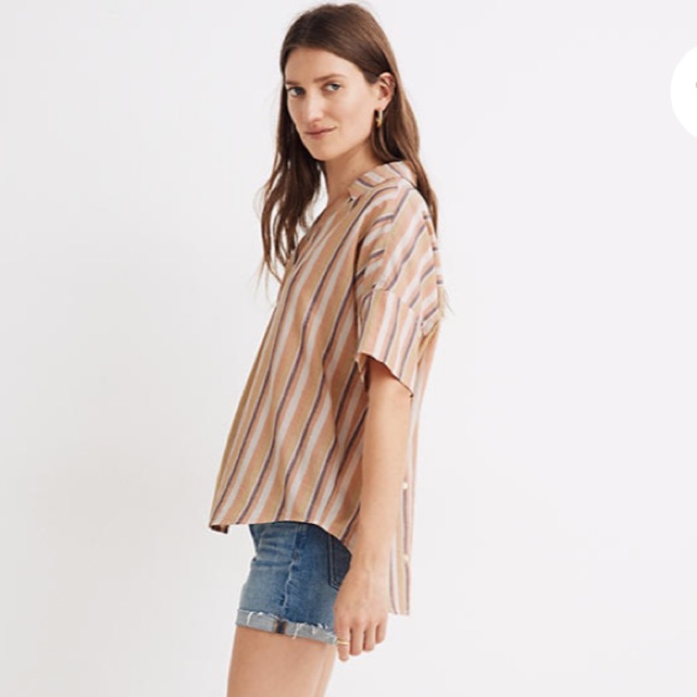 NWT Madewell Courier Button Back Shirt in Rainbow